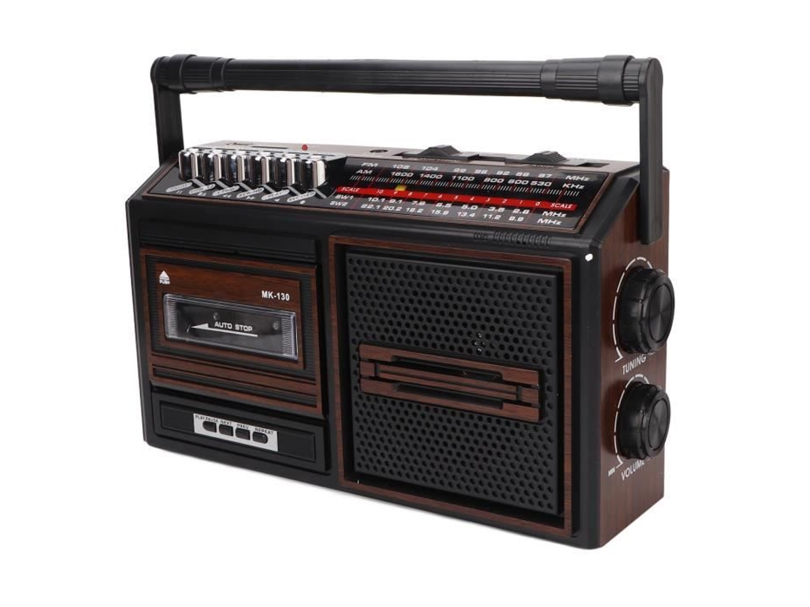 HURRISE Reproductor de Casete Grabadora de Casete Banda Completa Ruido Plug In Card Radio AM FM Reproductor de Sonido Café Plug UE