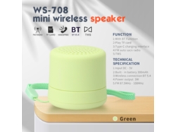 Coluna Bluetooth Eifson Ws-580 Mini Altavoz Inalámbrico, Radio Fm (verde)