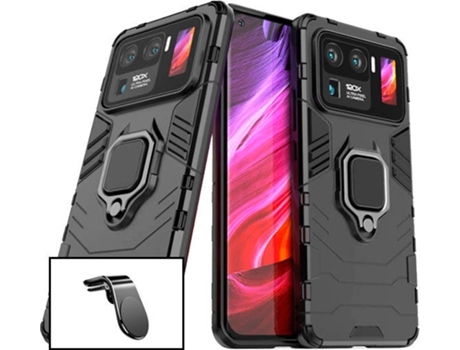 Kit Carcasa y Soporte Magnético para Auto Xiaomi Mi 11 Ultra PHONECARE Military Defender Negro