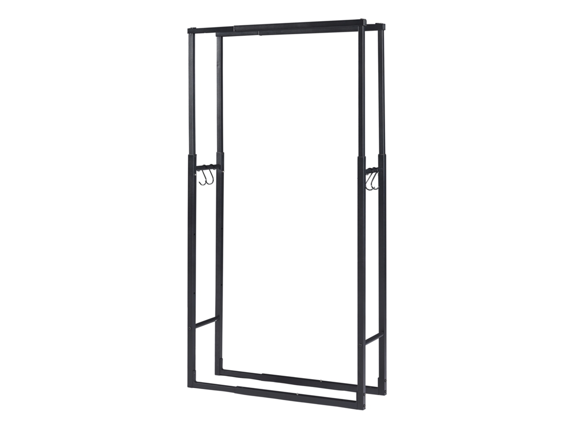 Soporte para leña Kasan tamaño ajustable en altura y anchura acero 40-65 x 25 x 100-150 cm - Negro [EN.CASA]