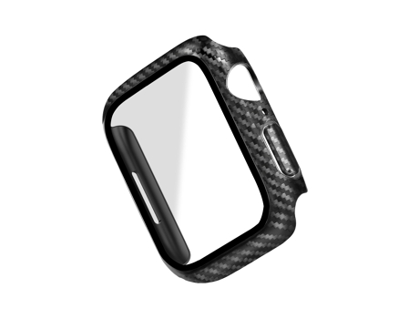 Apple Watch Series 3, 2 y 1 Caja completa de reloj de vidrio templado con pieza de fibra de carbono de 42 mm (negro)