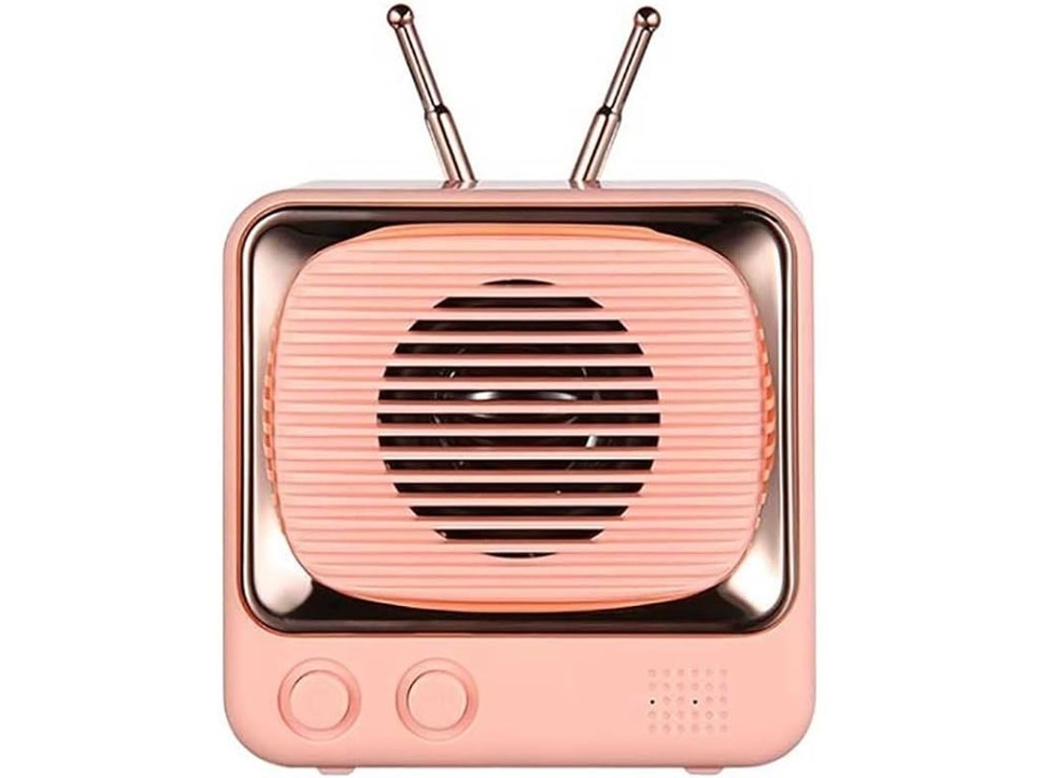 Altavoz Bluetooth Portátil Retro, Mini Radio Fm Con Tarjeta Tf Y Batería Recargable De 900 Mah, Rosa.