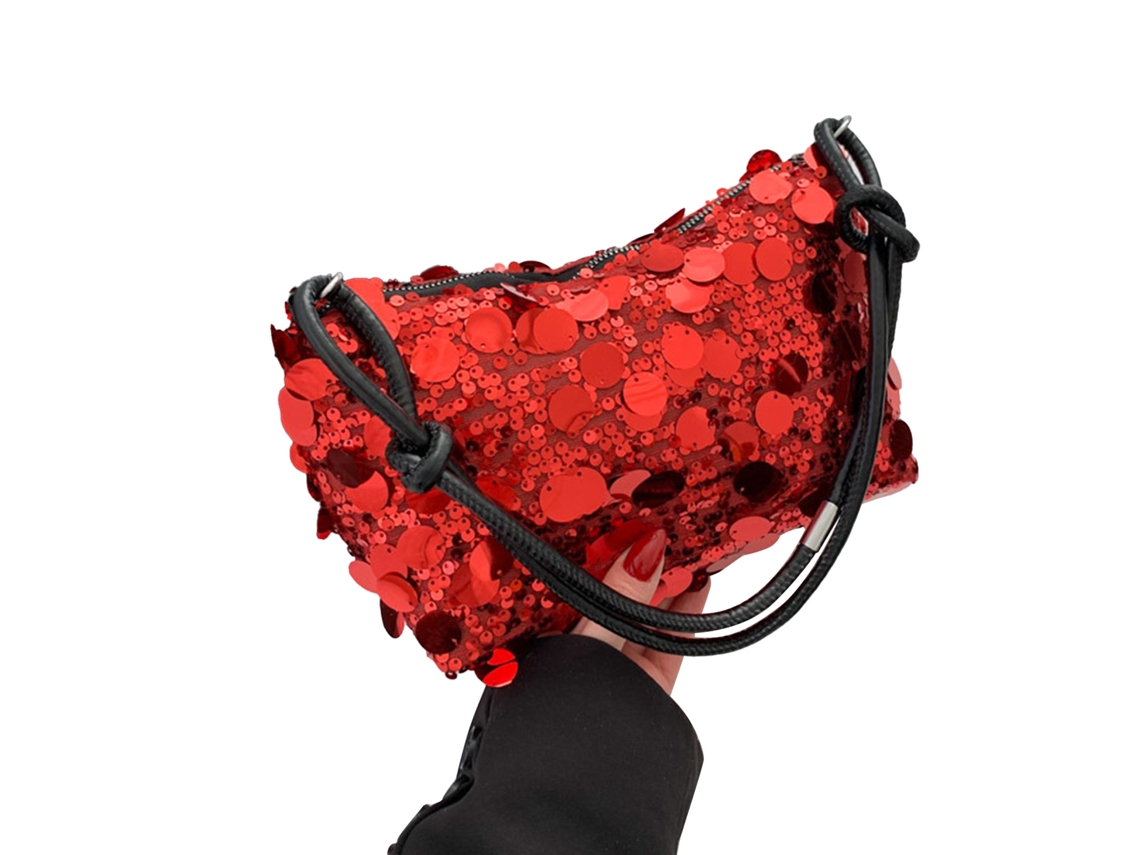 Bolso De Hombro Para Mujer Con Lentejuelas Y Purpurina - Moderno, Versátil, Portátil, Para Uso Diario, Fiestas, Trabajo Y Viajes - Rojo