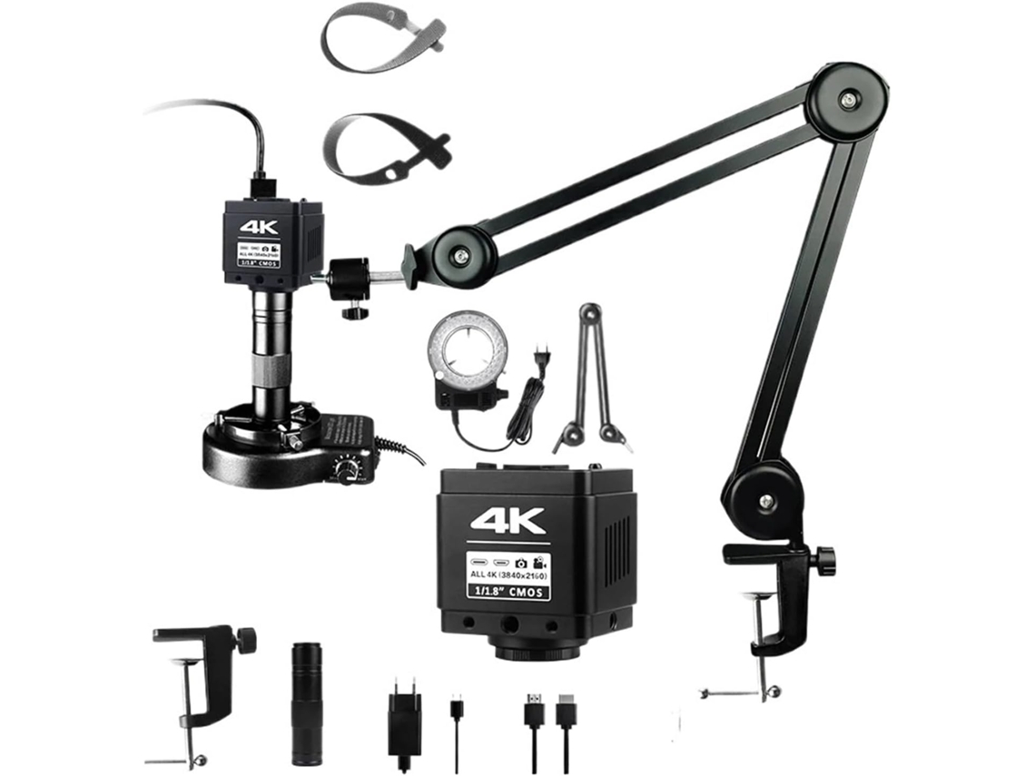 Microscopio Digital Ultra Hd 4k De 48 Mp Imx678 Con Cámara Y Soporte Para Reparación De Pcb Con Montura C (4k)