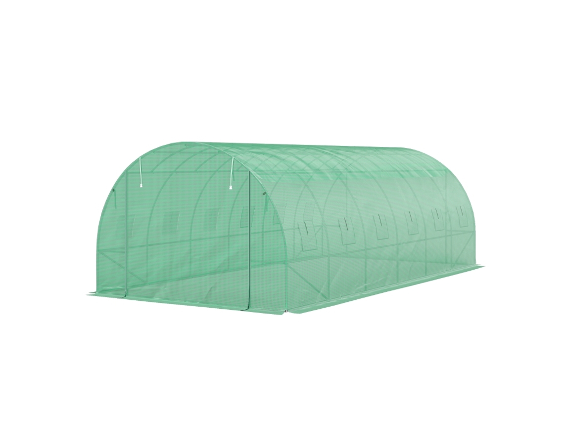 Invernadero De Túnel De Polietileno Con Cubierta De Plástico Y Estructura De Acero,carpa Invernadero Transitable Con Puertas Enrollables,verde