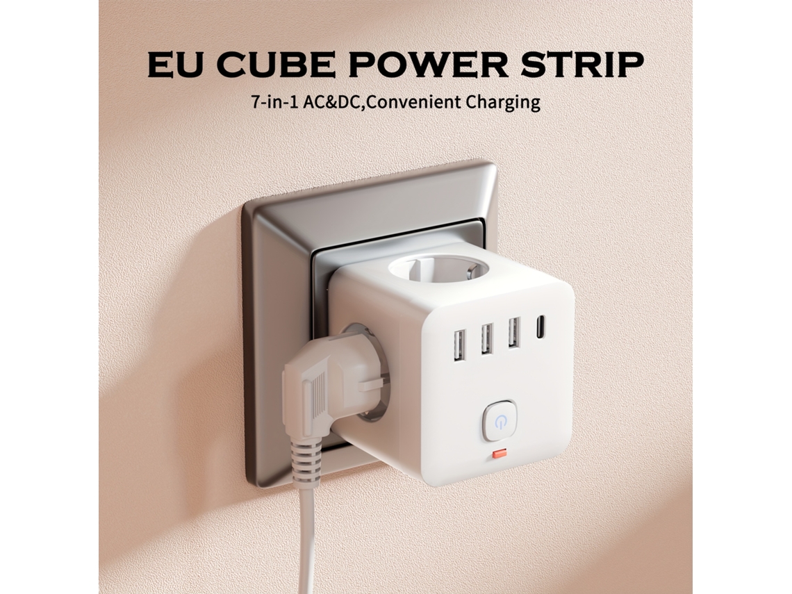 Enchufe Convertible 7 En 1, Compatible Con Adaptadores De Corriente.