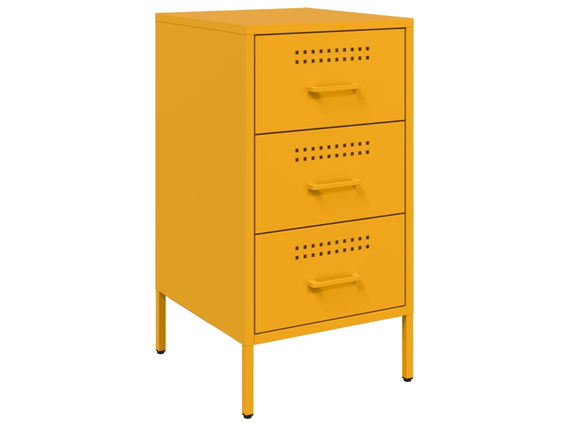 Maison Exclusive - Mesita De Noche Acero Amarillo Mostaza 36x39x68 Cm