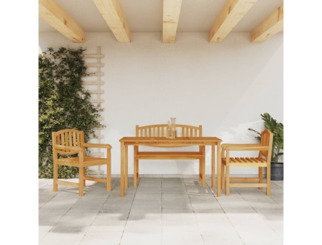 Conjunto 4 de comedor para jardín VIDAXL madera maciza de teca