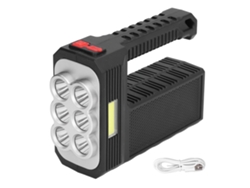 Linterna LED 2026 con 6 luces, recargable por USB, 4 modos, resistente al agua, multifuncional para acampar al aire libre.