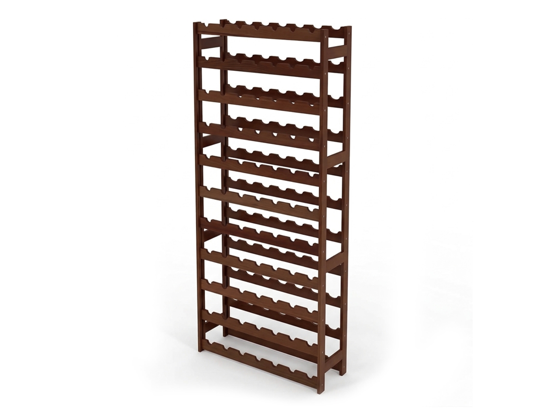 Relaxdays Rack Para Vinhos, 77 Garrafas, Madeira De Nogueira, 166 X 72,5 X 25 Cm, Tintos E Brancos, Castanho Escuro