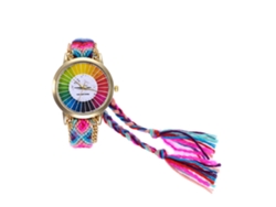 Reloj De Pulsera De Moda Para Mujer Con Brazalete De Cordón De Lana Rosa Y Rojo.