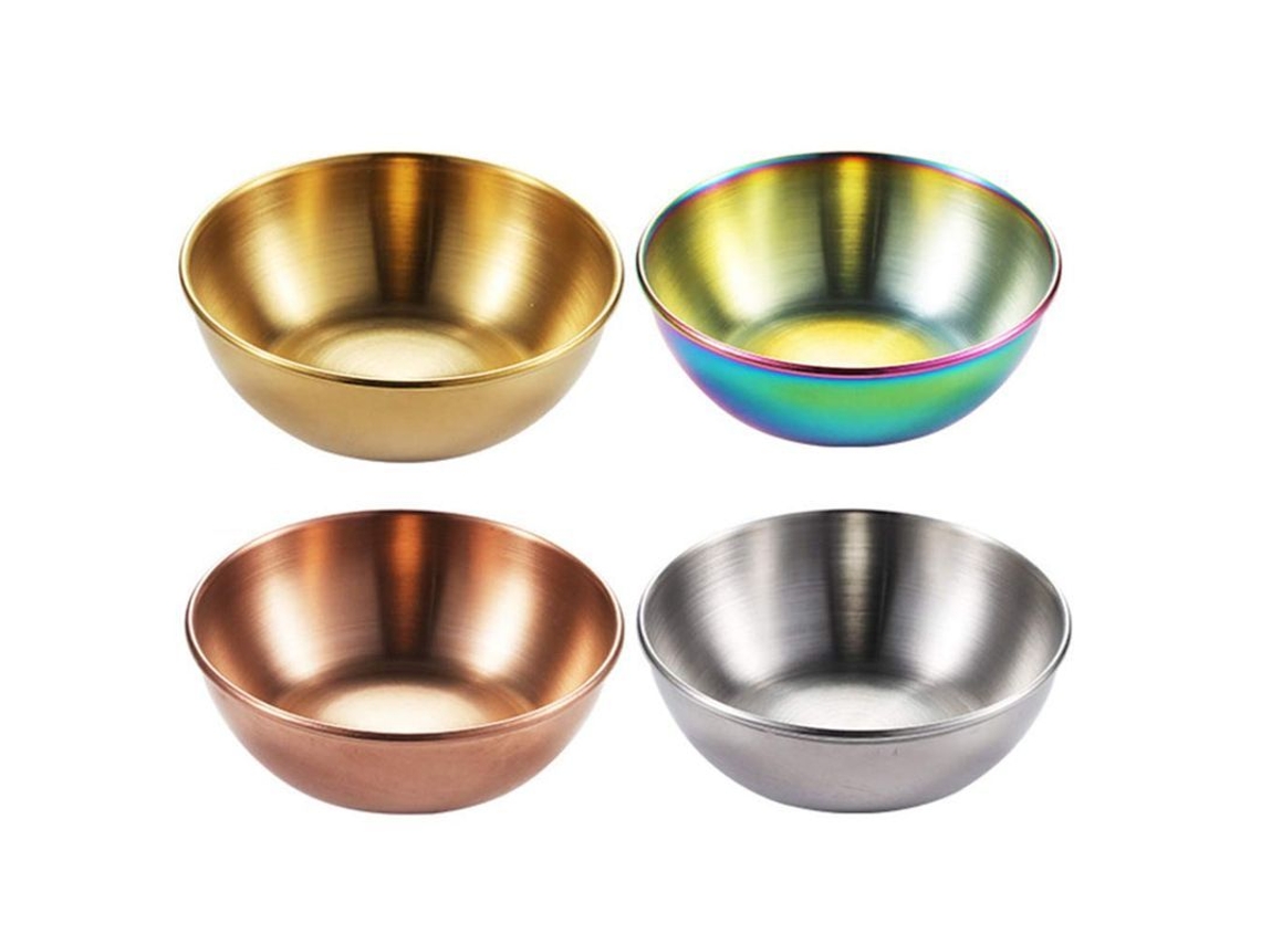 2026da-4 Tazones De Salsa De Acero Inoxidable Redondos Pequeños Coloridos Para Hogar Y Restaurantes