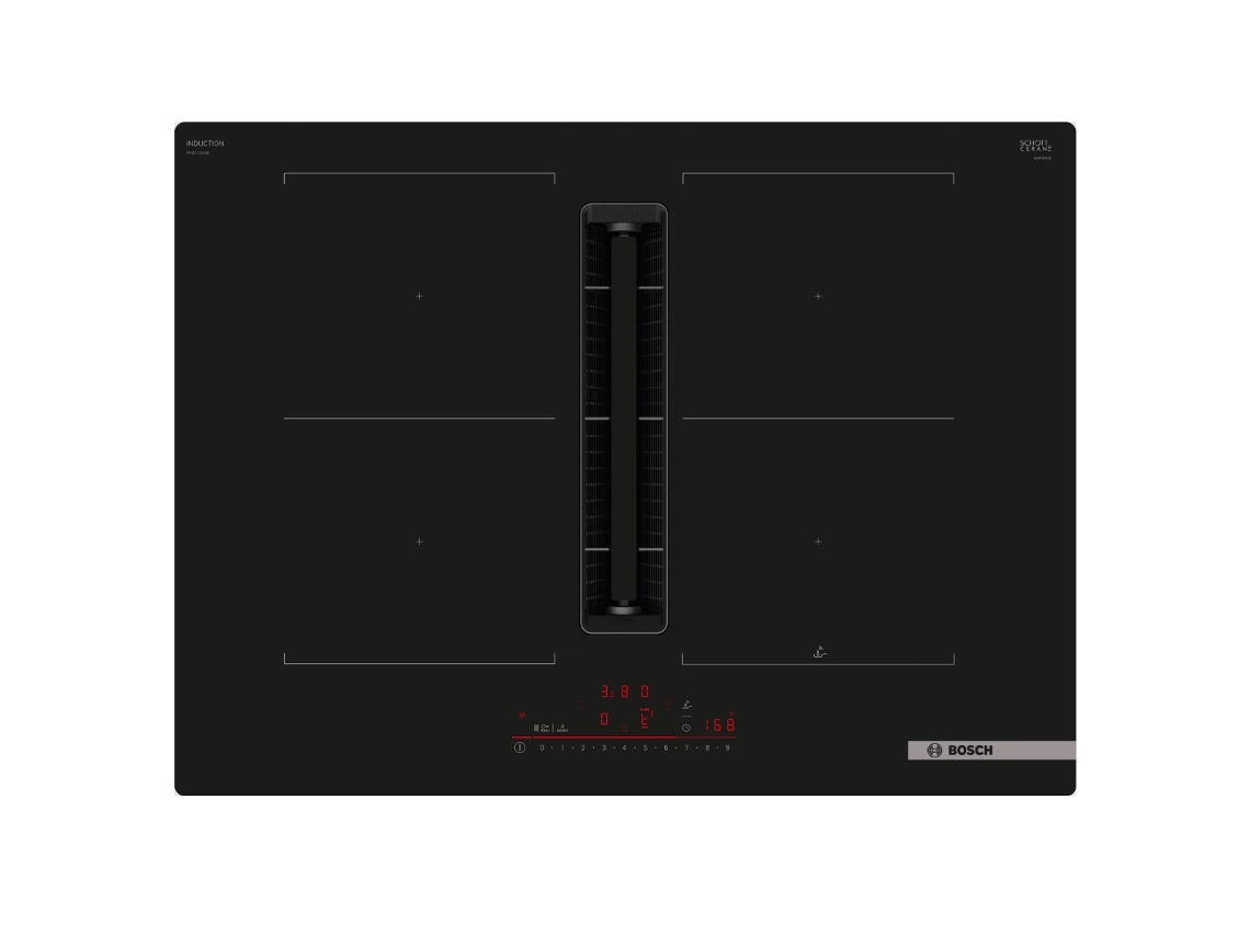 Placa de inducción al vacío 71cm 4 fuegos 3600w negra PVQ711H26E - BOSCH