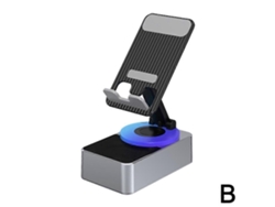 Soporte para teléfono con audio Bluetooth, altavoz inalámbrico Bluetooth y base para teléfono móvil.