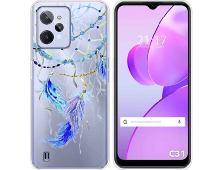 Carcasa para Realme C31 TUMUNDOSMARTPHONE Dibujos Transparente Plumas Multicolor