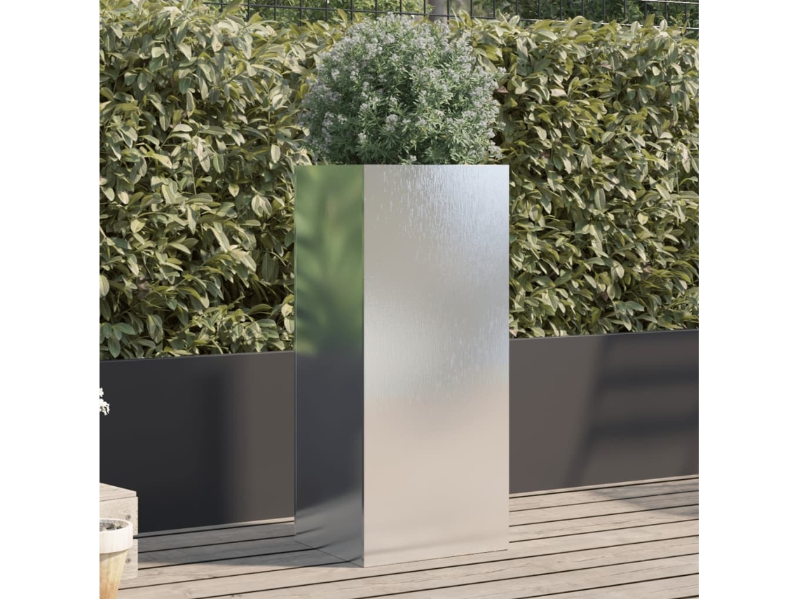 Jardinera De Acero Inoxidable Plateado 32x29x75 Cm