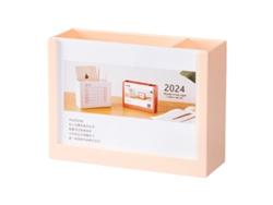 Calendario de escritorio 2024, organizador de escritorio, portalápices, portapinceles, caja de almacenamiento para calendario de oficina