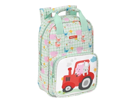 Mochila de La Escuela Sapta Granja Blanca Luz Verde 20 x 28 x 8 cm