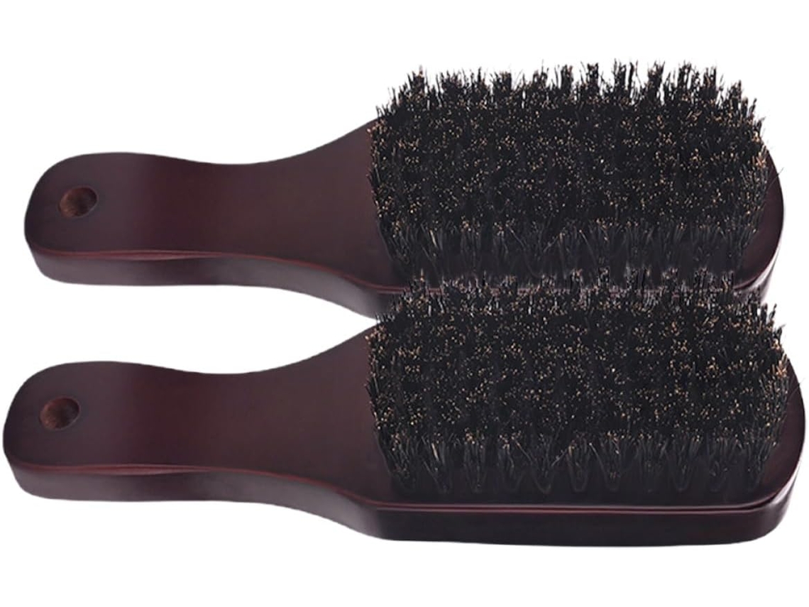 2pcs Brosse De Rasage Soin À Poils De Sanglier Para Barbe Y Cheveux, Bois Marron