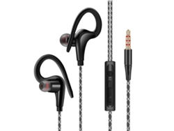 Auriculares deportivos con cable para correr, intraaurales con gancho de 3,5 mm y micrófono, resistentes al agua para teléfono móvil.