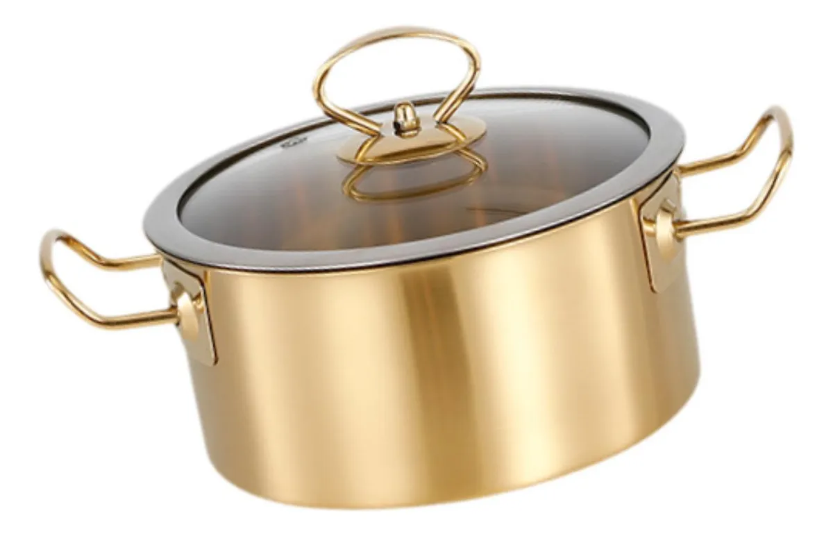 Olla para cocinar fideos coreanos, olla dorada de 16 cm Vayotoy
