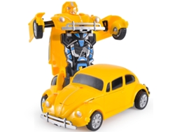 Mini coche robot transformable Beetle de juguete, ideal como regalo de cumpleaños para niños (amarillo)