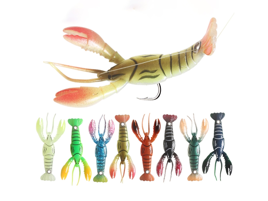 8 Piezas De Cebo Blando Para Langosta, Señuelo Artificial De Camarón Para Pesca En Agua Dulce Y Salada, Accesorios De Pesca