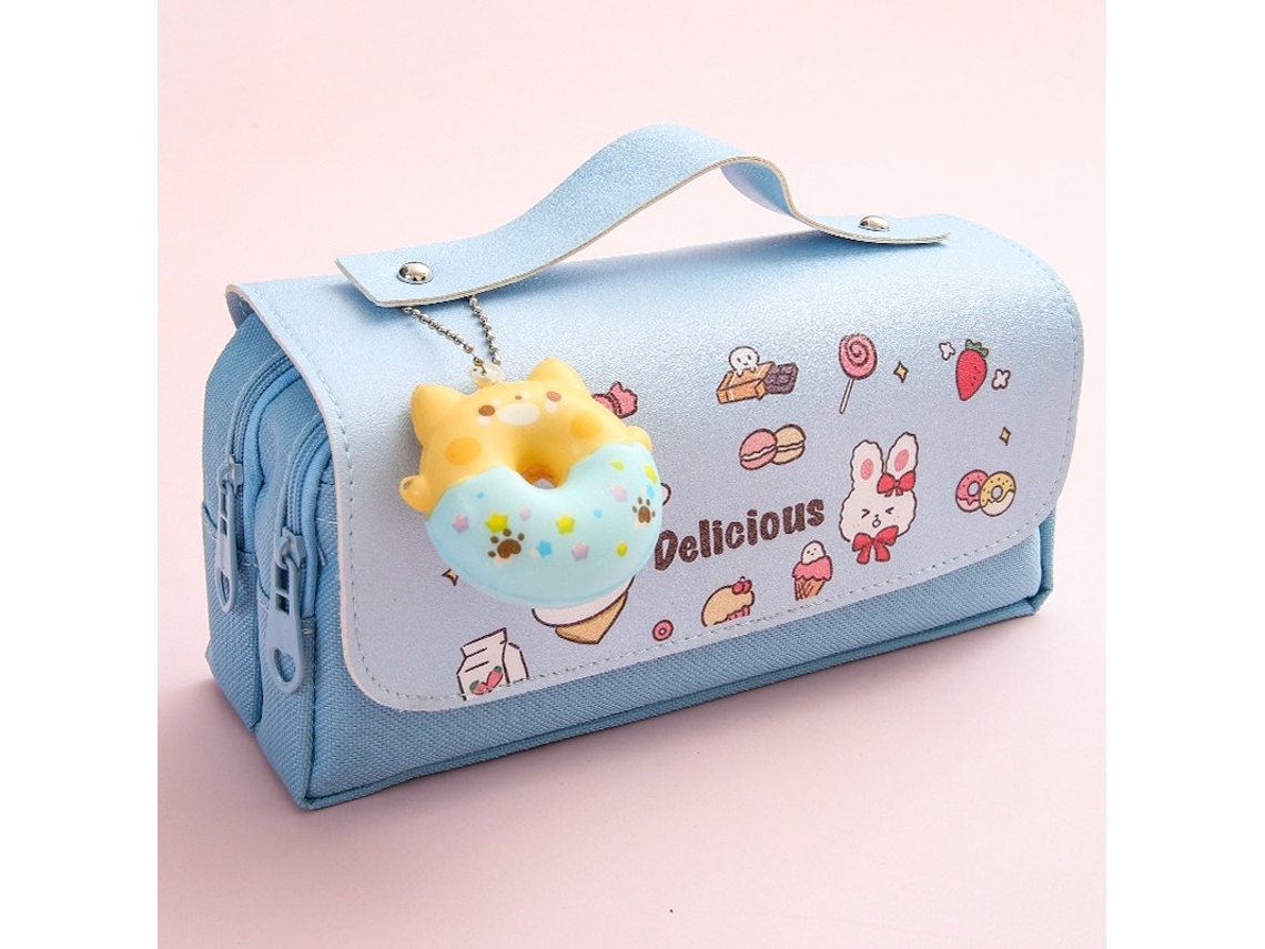 Estuche para lápices 3D bonito y estéticamente atractivo, impermeable, unisex, fabricado en cuero sintético para aliviar el estrés MDUG (versión azul 2)