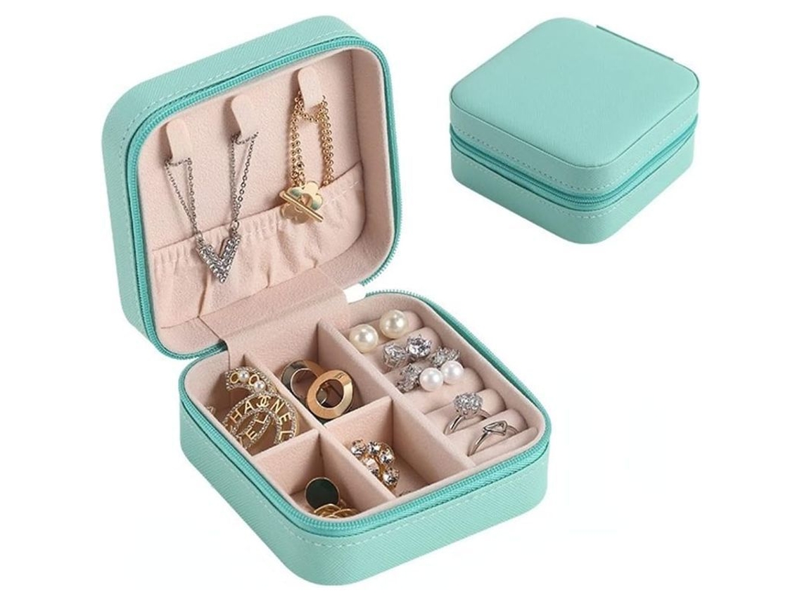 2026-caja De Joyería Portátil De Cuero Pu, Organizador Compacto Para Anillos, Collares Y Pendientes, Regalo Para Mujeres (verde)