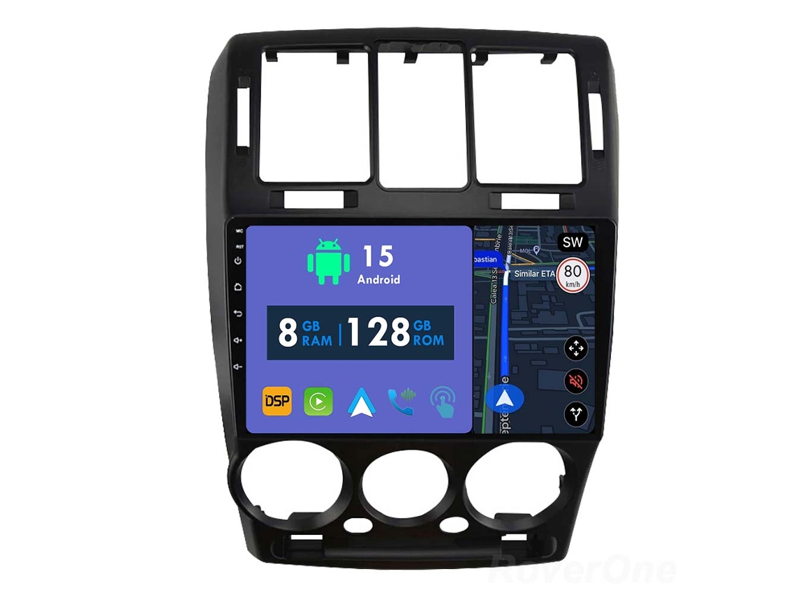 Coche Radio Android Auto Autoradio 8GB RAM 128G ROM CarPlay Navegación GPS Pantalla Táctil RoverOne para Hyundai Getz 1 2002 - 2011 