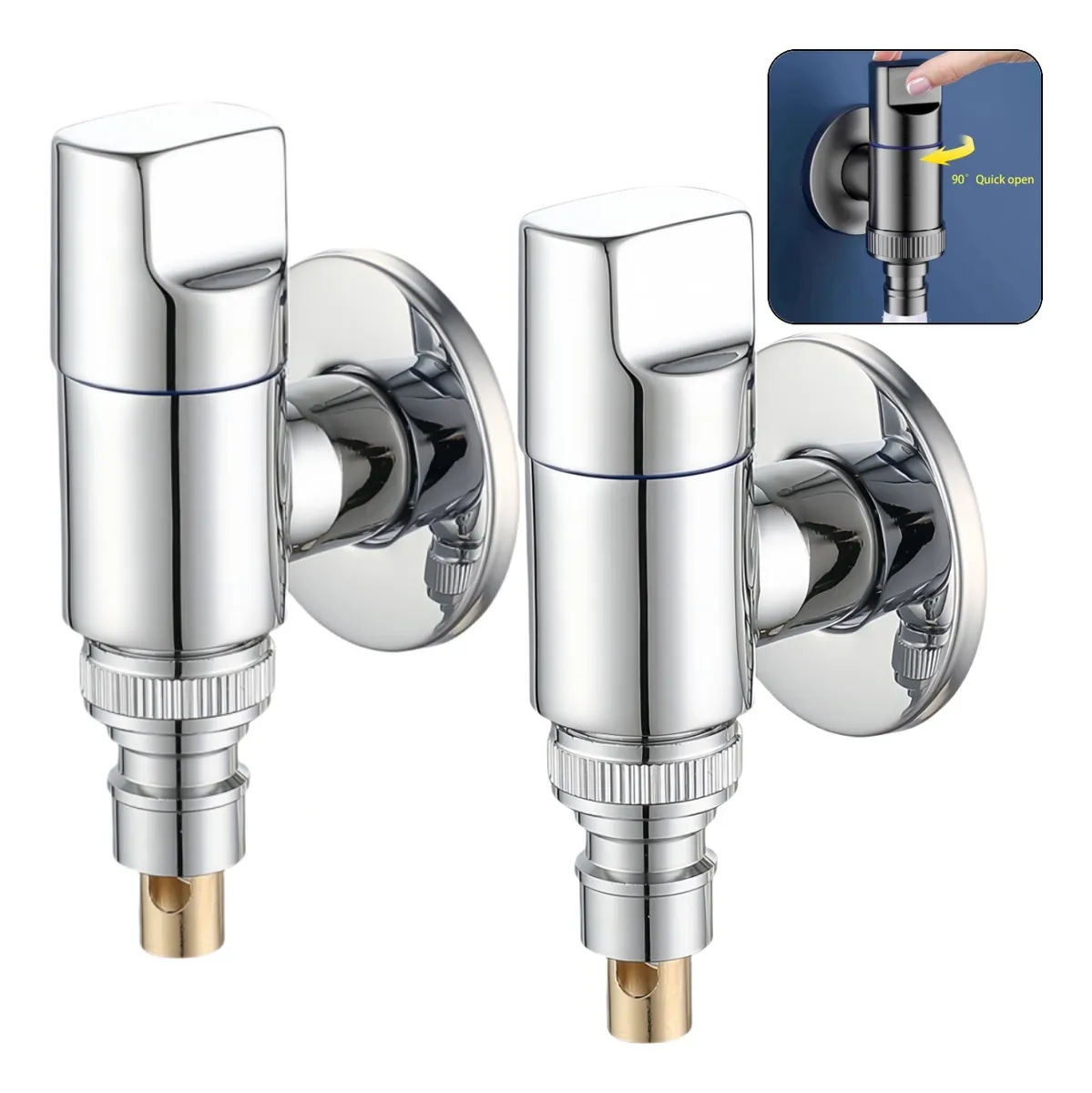 Grifo Para Lavadora G1/2 De 2 Piezas Con Válvula De Cierre (cromado) Chrui
