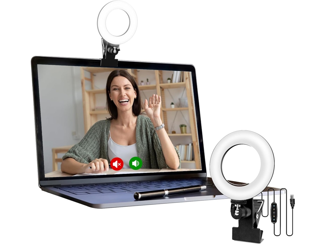 Kit de iluminación para videoconferencias, anillo de luz para monitor, para trabajo remoto y aprendizaje a distancia Chronus (blanco)
