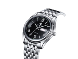 Reloj De Pulsera Para Hombre Acero Inoxidable Luminoso Impermeable Cuarzo (dial Negro)