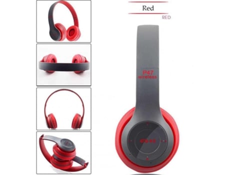 Auriculares Bluetooth Inalámbrico Plegable P47 Compatible con Tablet con Micrófono Compatible con Celular Xiaomi Sumsamg Rojo