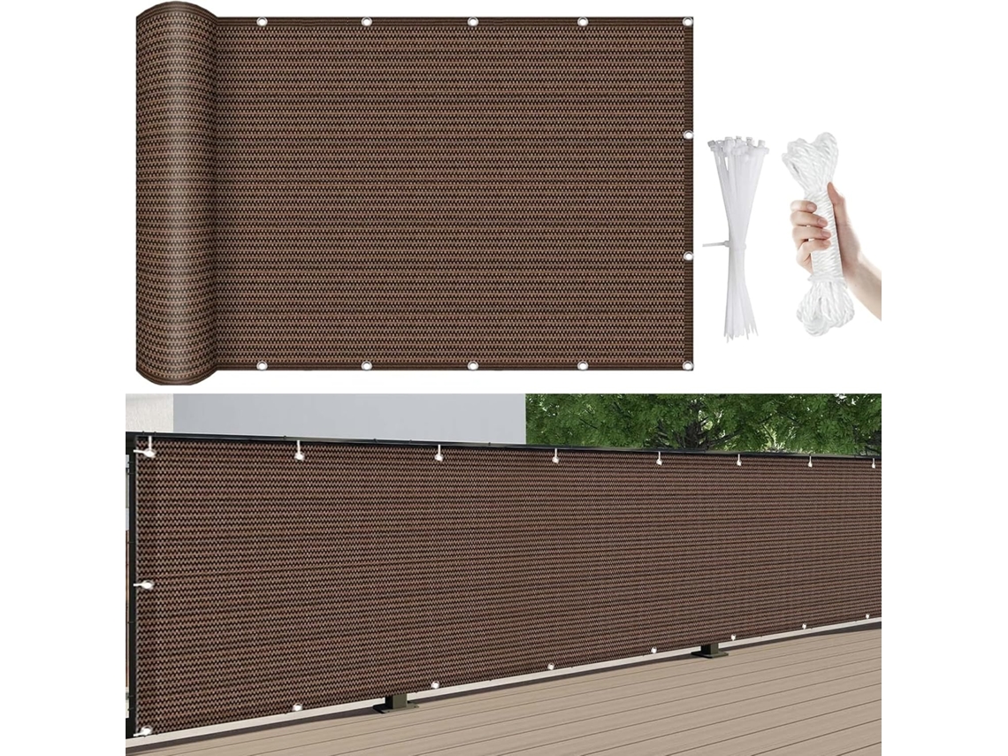 400 X 90 Cm, Mampara Privacidad, Hdpe, Resistente Al Viento, Transpirable, Color Marrón, Para Balcón