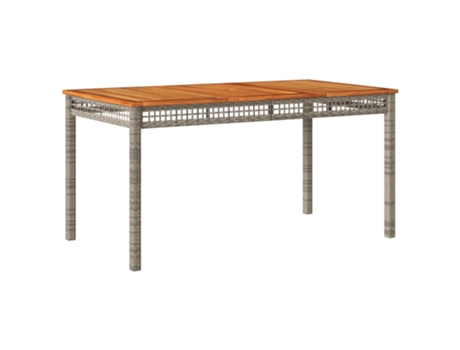 Mesa de jardín ratán sintético madera acacia gris VIDAXL (140x80x75 cm)