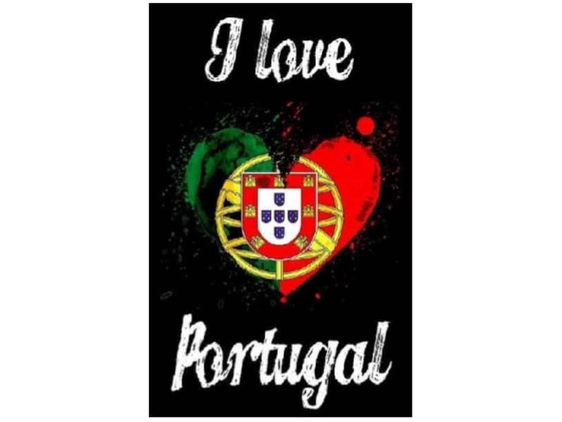 Toalla De Playa Microfibra Negra Con Corazón Y Bandera De Portugal
