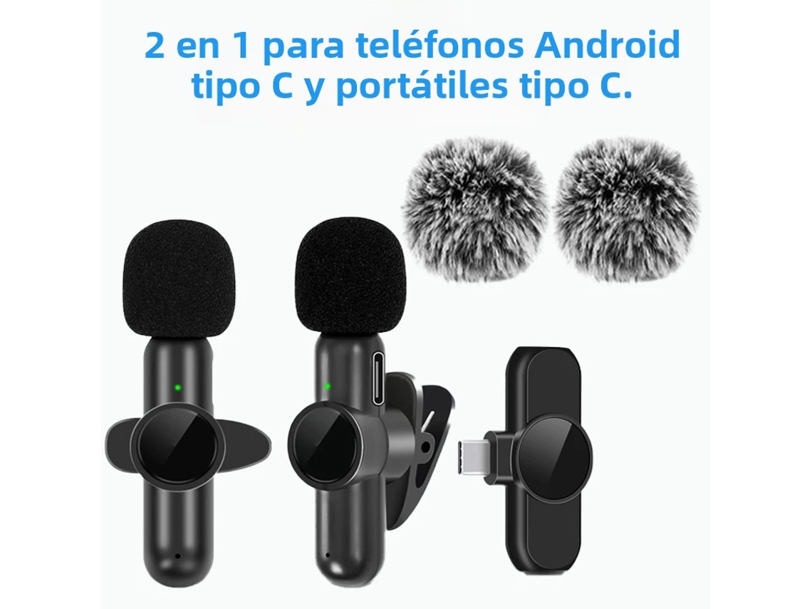 (dos Juegos Tipo C) Micrófonos De Solapa Inalámbricos De 2,4 G, Con Cancelación De Ruido, Compatibles Con Múltiples Dispositivos.