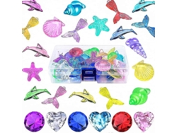 Pendientes De Buceo De 26 Piezas Con Diamantes, Animales Marinos Y Cofre Pirata Para La Piscina De Verano.