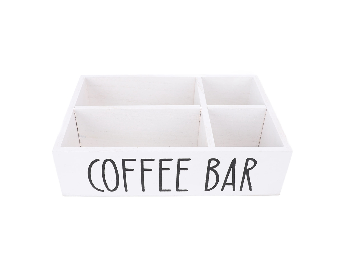 Organizador De Madera Para Estación De Café Con Separador De Cápsulas De Té, Accesorios De Bar, Para Encimera, Blanco
