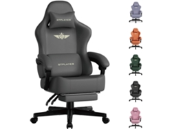 Silla gaming con reposapiés para adultos, de piel, color gris GT Player