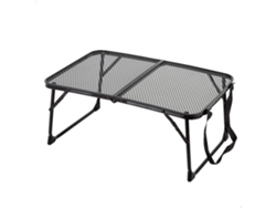 AKTIVE Mesa plegable pequeña camping maletín antivuelco y ultraligera negra para barbacoa