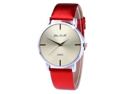 Reloj Analógico De Cuarzo Con Correa De Cuero Pu Para Hombre Mujer (rojo)