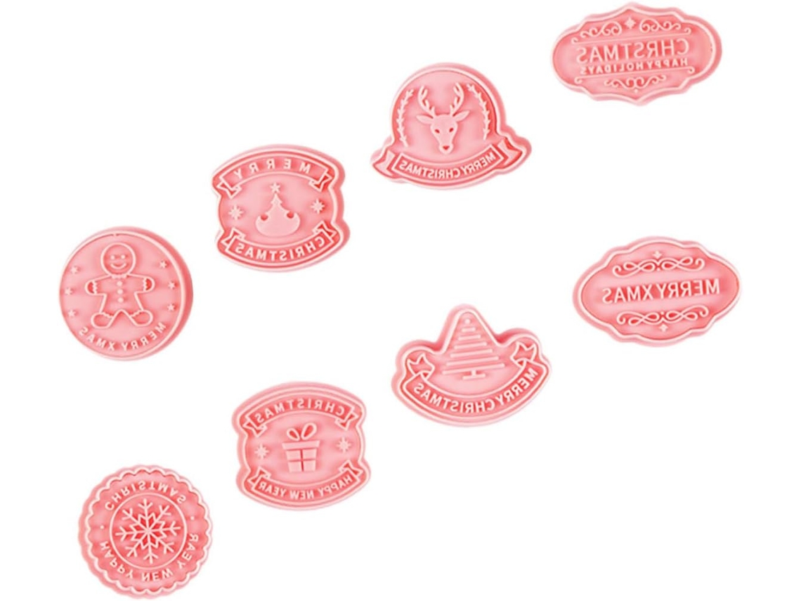 8 Moldes Reutilizables Para Galletas Con Forma De Elementos Navideños