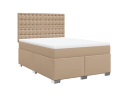 Cama Box Spring VIDAXL Marrón Cuero artificial (160x200cm)