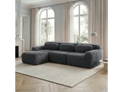 Sofá Modular L 3 Plazas - Plüschstoff, Sin Montaje, Con Cojines, Antideslizante - Gris