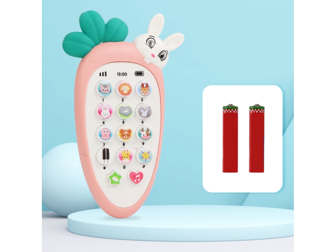 Dan26-juguete Teléfono Infantil Con Música Y Luz Patrón Animal Cartoné Educativo Para Bebés 0-3 Años Rosa