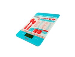 Báscula de cocina digital “medidas” Balanza electrónica original de 5kg/11lbs Báscula para alimentos multifunción Cristal y ABS 15 x 22 FISURA