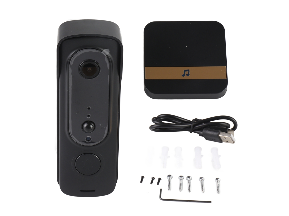 Timbre De Puerta Inalámbrico Con Cámara Wifi 1080p Visión Nocturna Y Detección De Movimiento Pir Inteligente Para Hogar