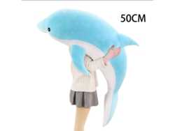 Ats-muñeco De Peluche Delfín Grande Bonito Almohada Multifunción Portátil Suave Para Hogar Oficina Azul 50cm